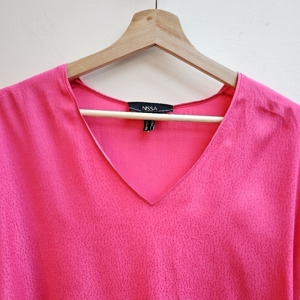 Nissa Pink Over-sized Tunic Blouse with Flutter, Viscose Fabric, Size Medium - Picture 3 of 12